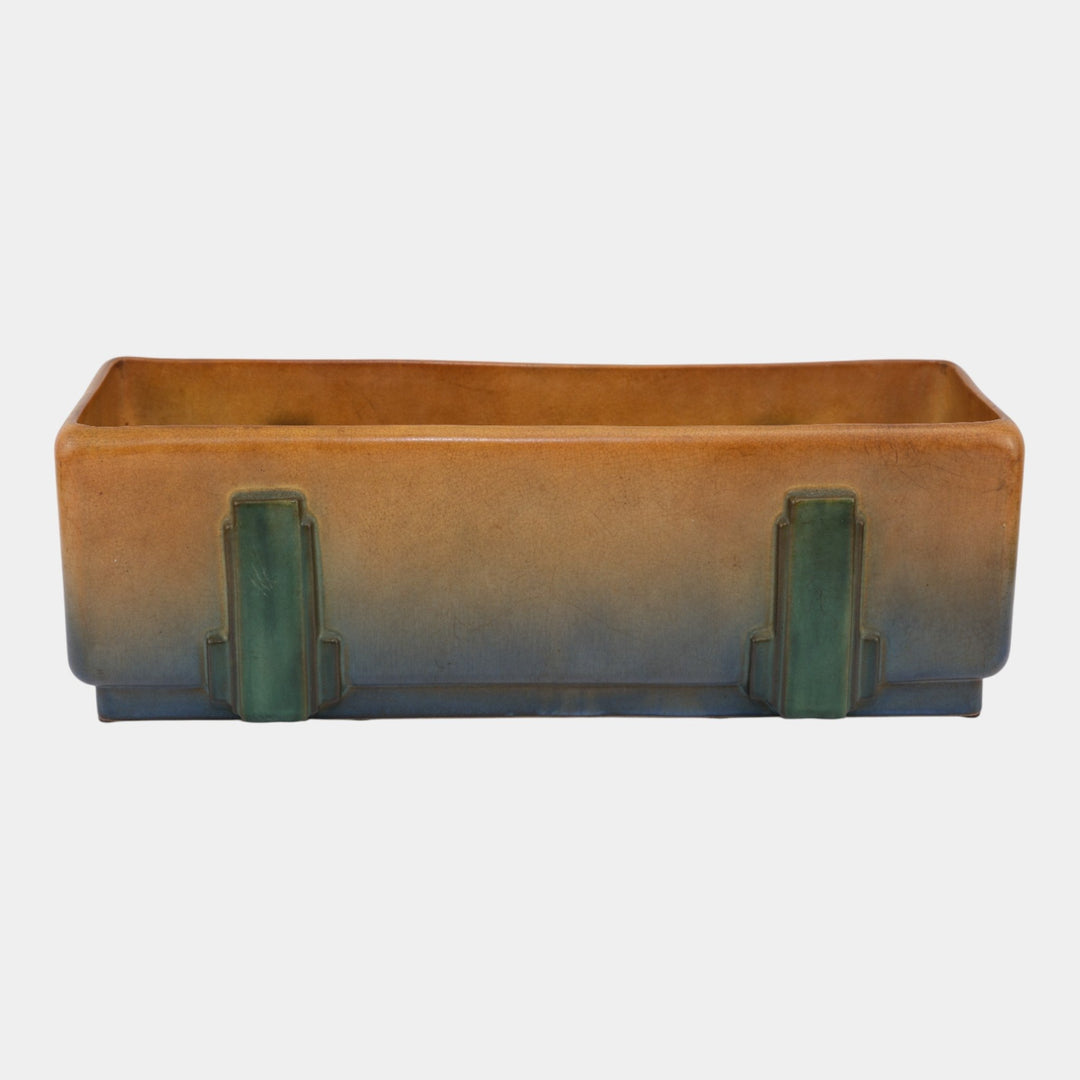 Roseville Futura Artcraft 1928 Art Pottery Tan Blue Window Box Planter 376-15 - Just Art Pottery