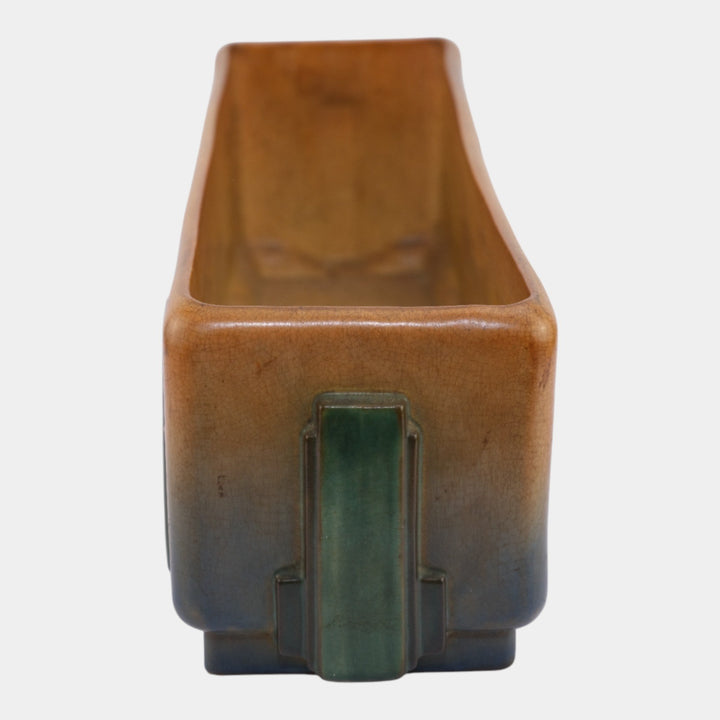 Roseville Futura Artcraft 1928 Art Pottery Tan Blue Window Box Planter 376-15 - Just Art Pottery