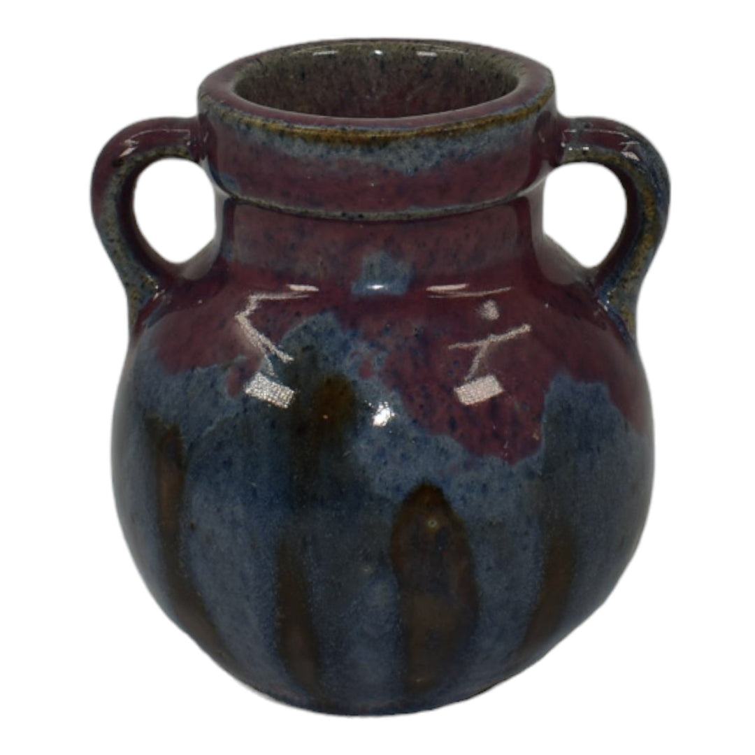 Pierrefonds French Pottery Art Pottery Purple Blue Ceramic Cabinet Vase 52 - Just Art Pottery