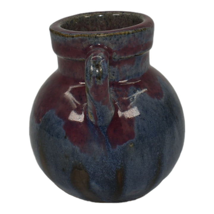 Pierrefonds French Pottery Art Pottery Purple Blue Ceramic Cabinet Vase 52 - Just Art Pottery