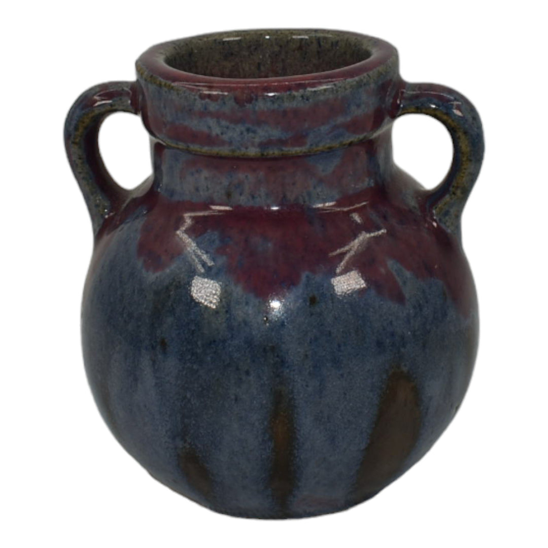 Pierrefonds French Pottery Art Pottery Purple Blue Ceramic Cabinet Vase 52 - Just Art Pottery