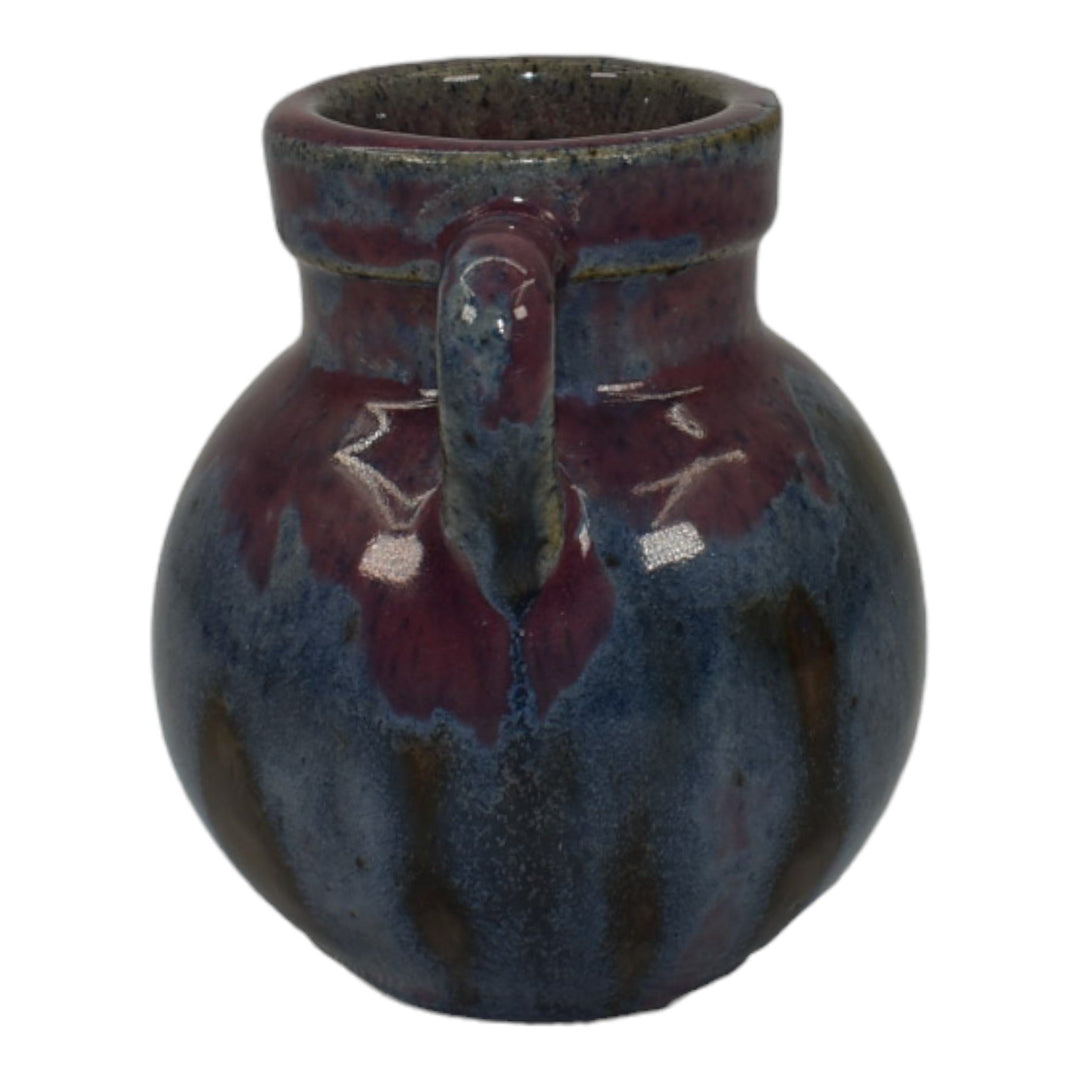 Pierrefonds French Pottery Art Pottery Purple Blue Ceramic Cabinet Vase 52 - Just Art Pottery