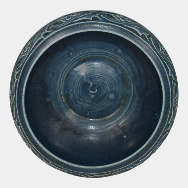 Rookwood 1926 Vintage Arts and Crafts Pottery Blue Leaf Band Bowl 2153