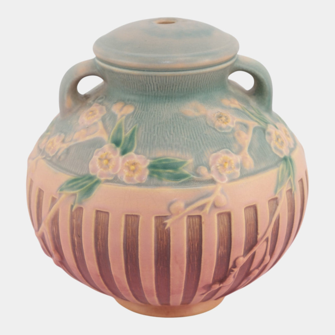 Roseville Cherry Blossom Pink 1933 Art Deco Pottery Ceramic Lamp Base 625-8