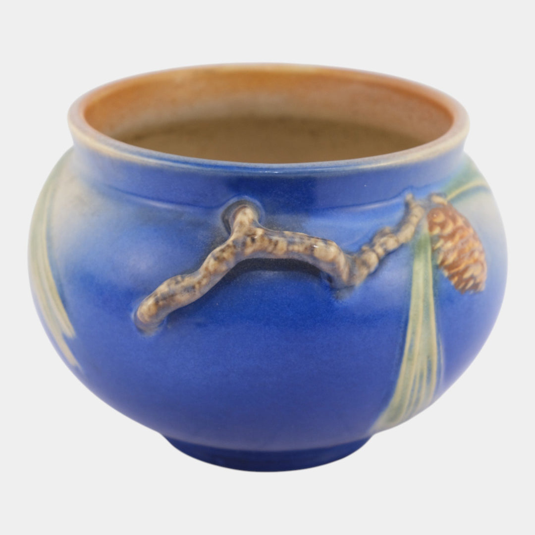 Roseville Pine Cone Blue 1936 Vintage Art Pottery Jardiniere Planter 632-4
