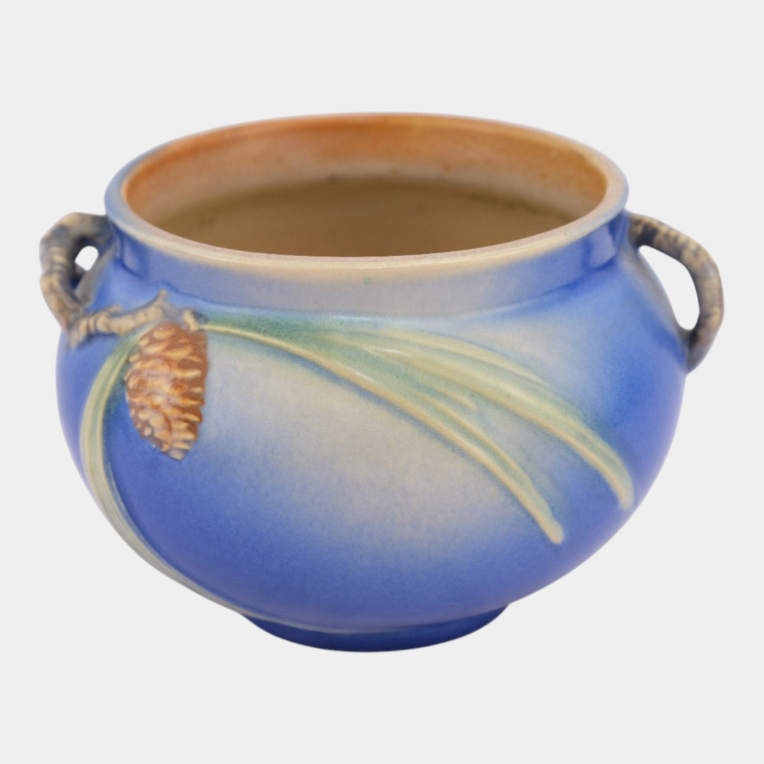 Roseville Pine Cone Blue 1936 Vintage Art Pottery Jardiniere Planter 632-4