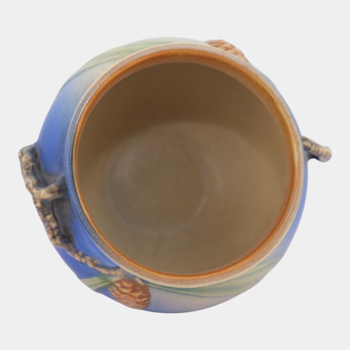 Roseville Pine Cone Blue 1936 Vintage Art Pottery Jardiniere Planter 632-4