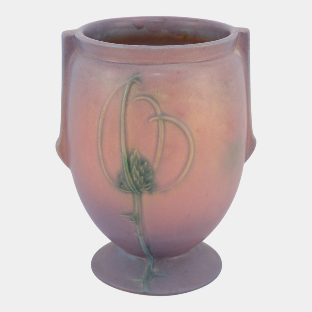 Roseville Futura Pink Purple 1928 Vintage Art Deco Pottery Thistle Vase 427-8