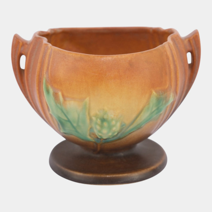Roseville Thornapple Brown 1937 Vintage Art Pottery Ceramic Bowl 304 - Just Art Pottery