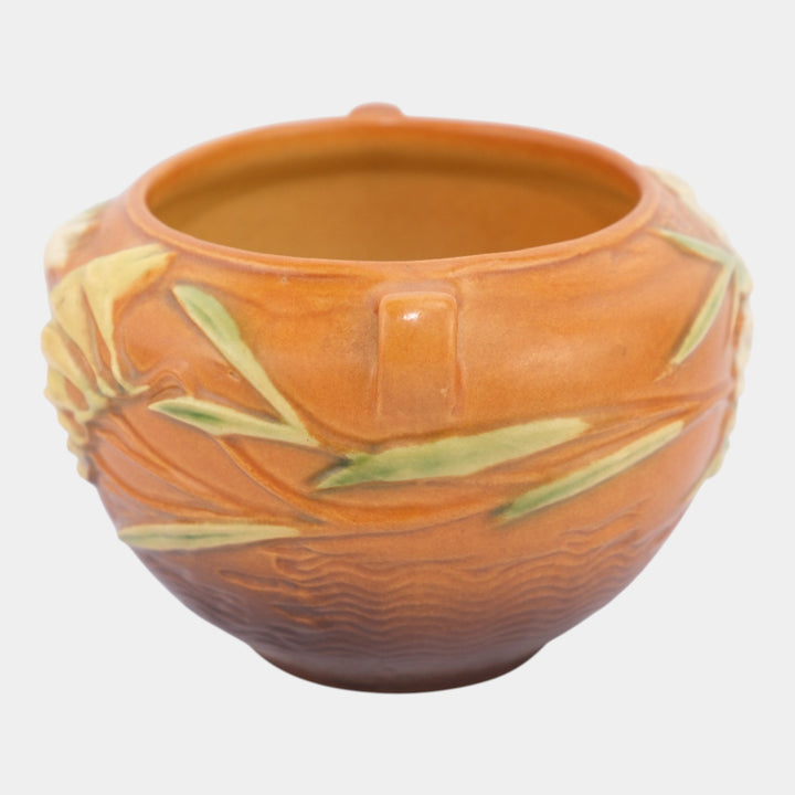 Roseville Freesia Brown 1945 Vintage Pottery Ceramic Jardiniere Planter 669-4 - Just Art Pottery