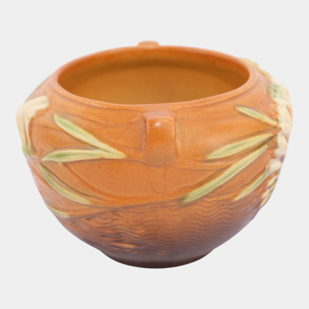 Roseville Freesia Brown 1945 Vintage Pottery Ceramic Jardiniere Planter 669-4 - Just Art Pottery