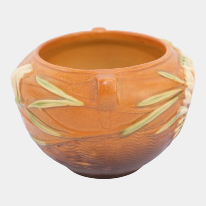 Roseville Freesia Brown 1945 Vintage Pottery Ceramic Jardiniere Planter 669-4 - Just Art Pottery