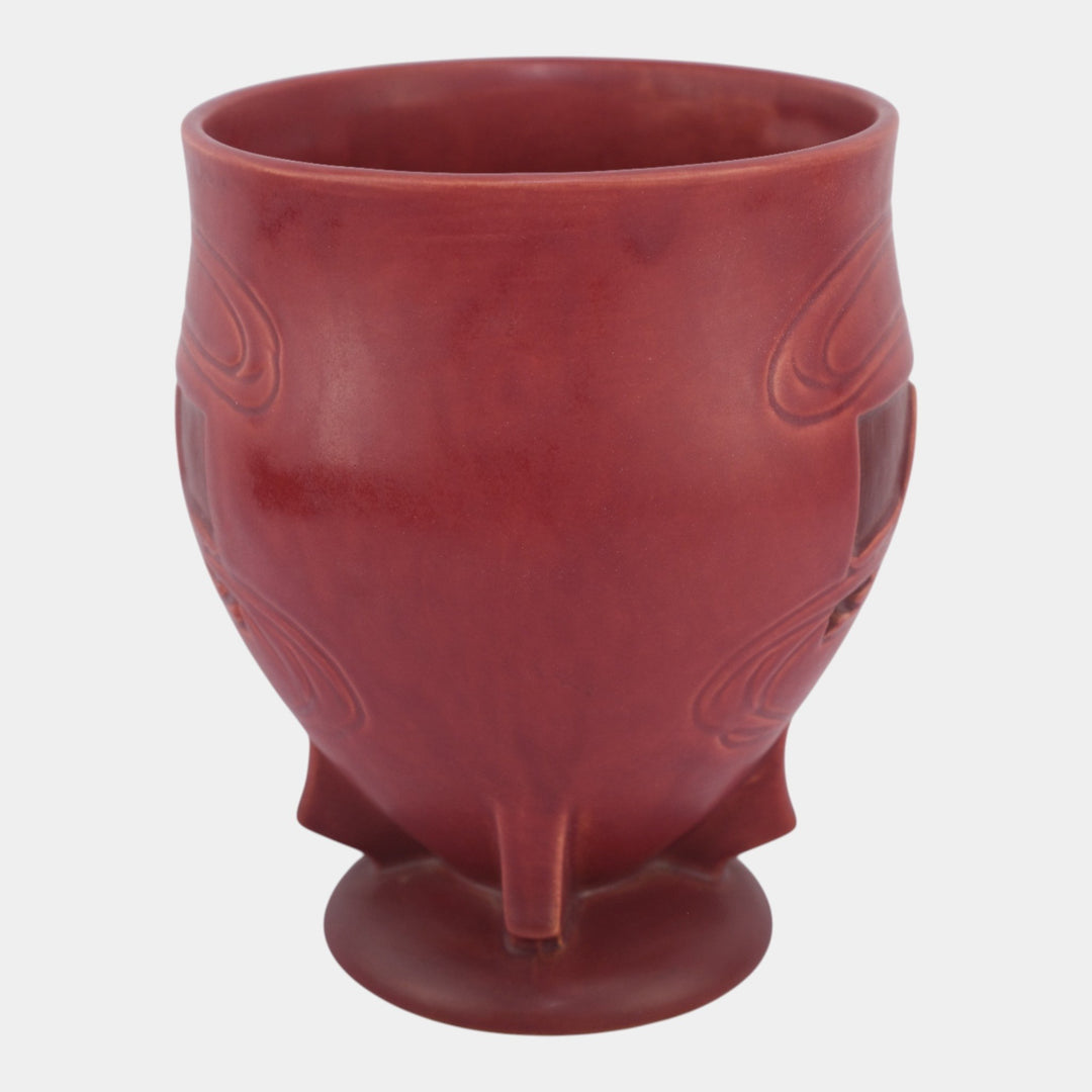 Roseville Silhouette Red 1950 Vintage Art Pottery Nude Ceramic Vase 763-8