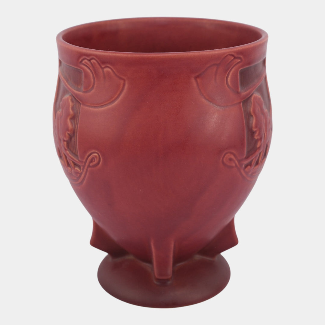 Roseville Silhouette Red 1950 Vintage Art Pottery Nude Ceramic Vase 763-8