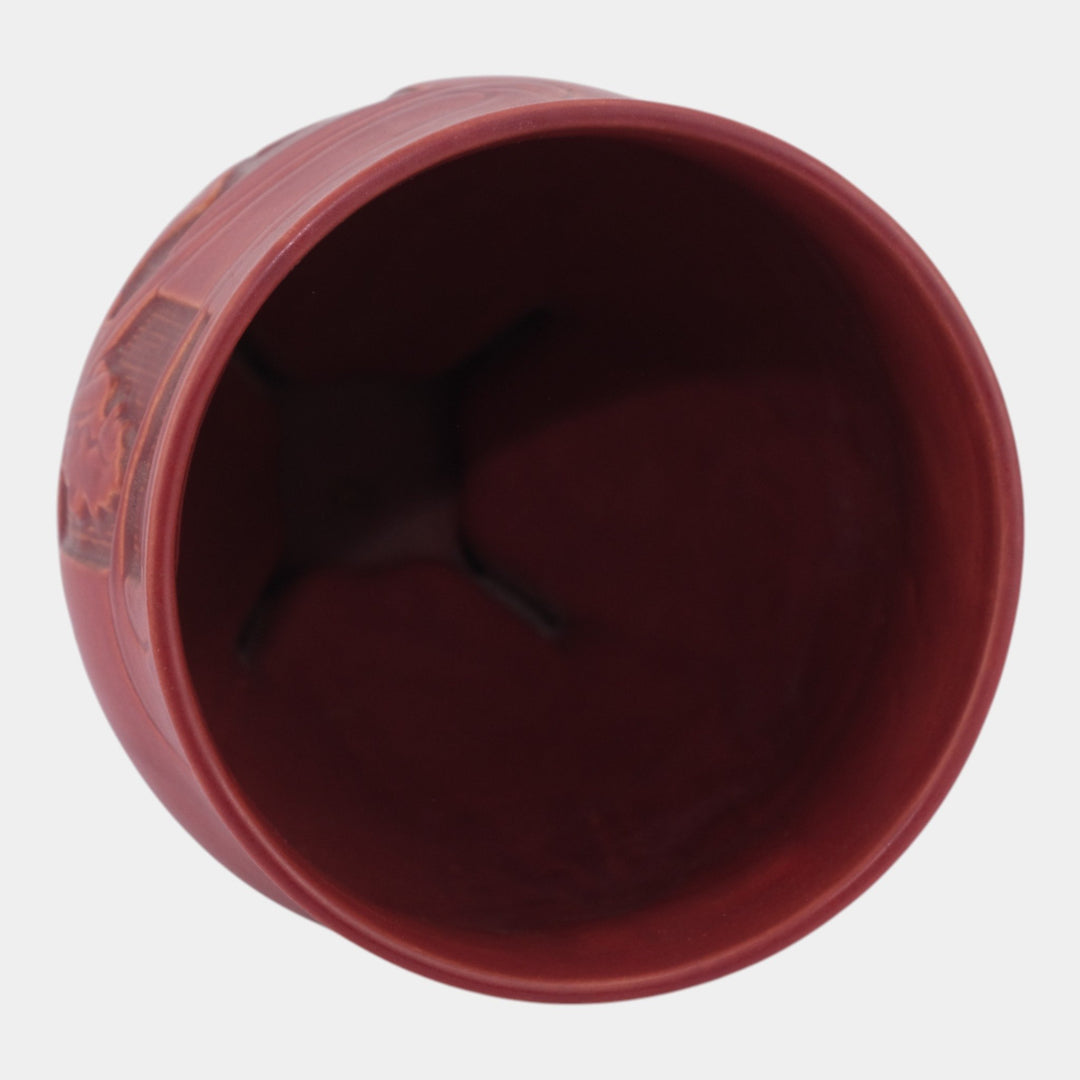 Roseville Silhouette Red 1950 Vintage Art Pottery Nude Ceramic Vase 763-8