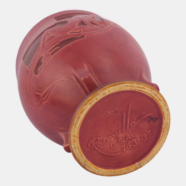 Roseville Silhouette Red 1950 Vintage Art Pottery Nude Ceramic Vase 763-8