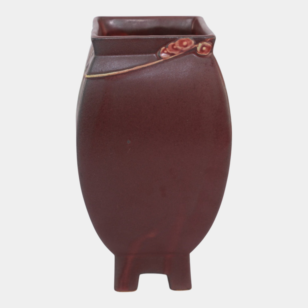 Roseville Futura Red 1928 Art Deco Pottery Ceramic Chinese Footed Vase 430-9