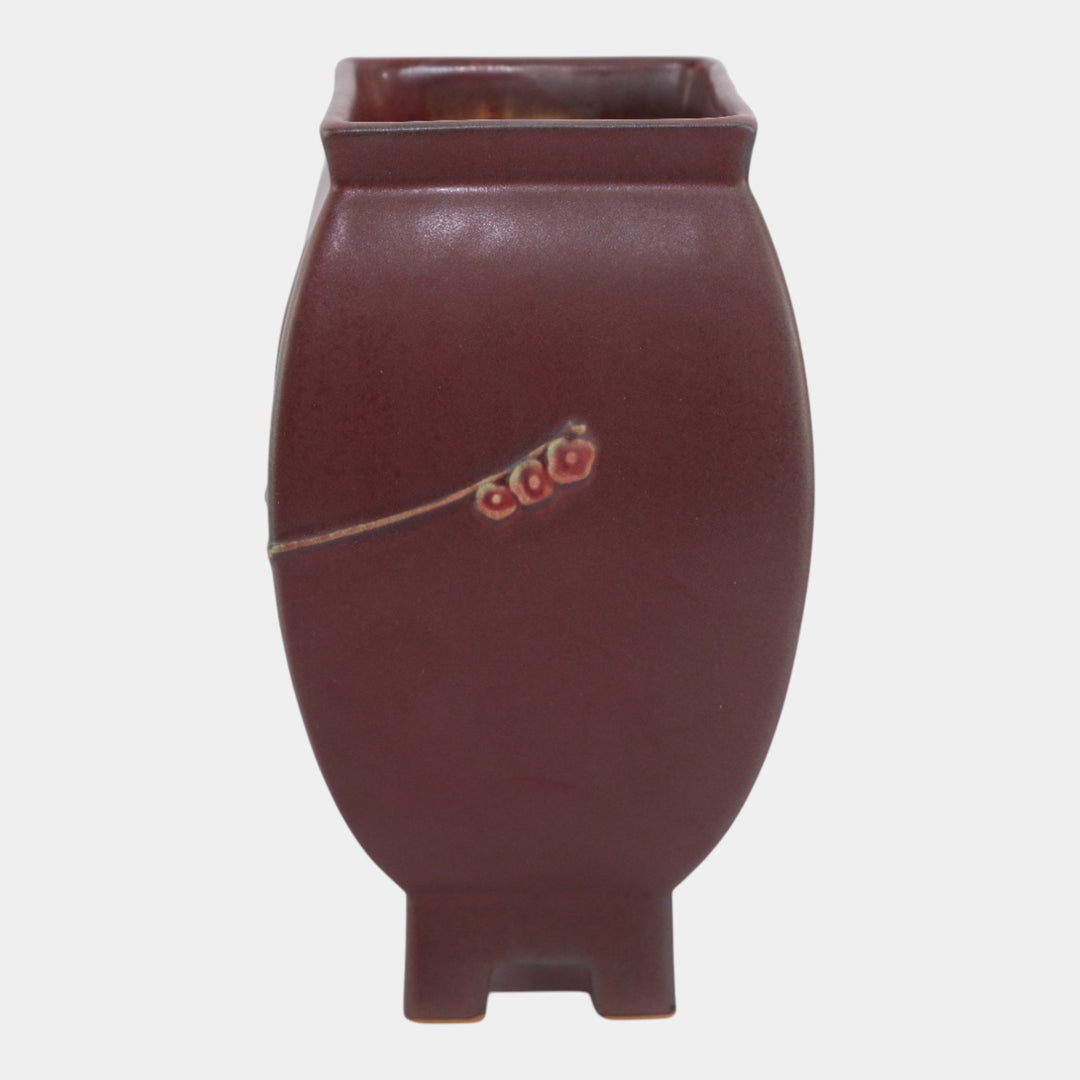 Roseville Futura Red 1928 Art Deco Pottery Ceramic Chinese Footed Vase 430-9