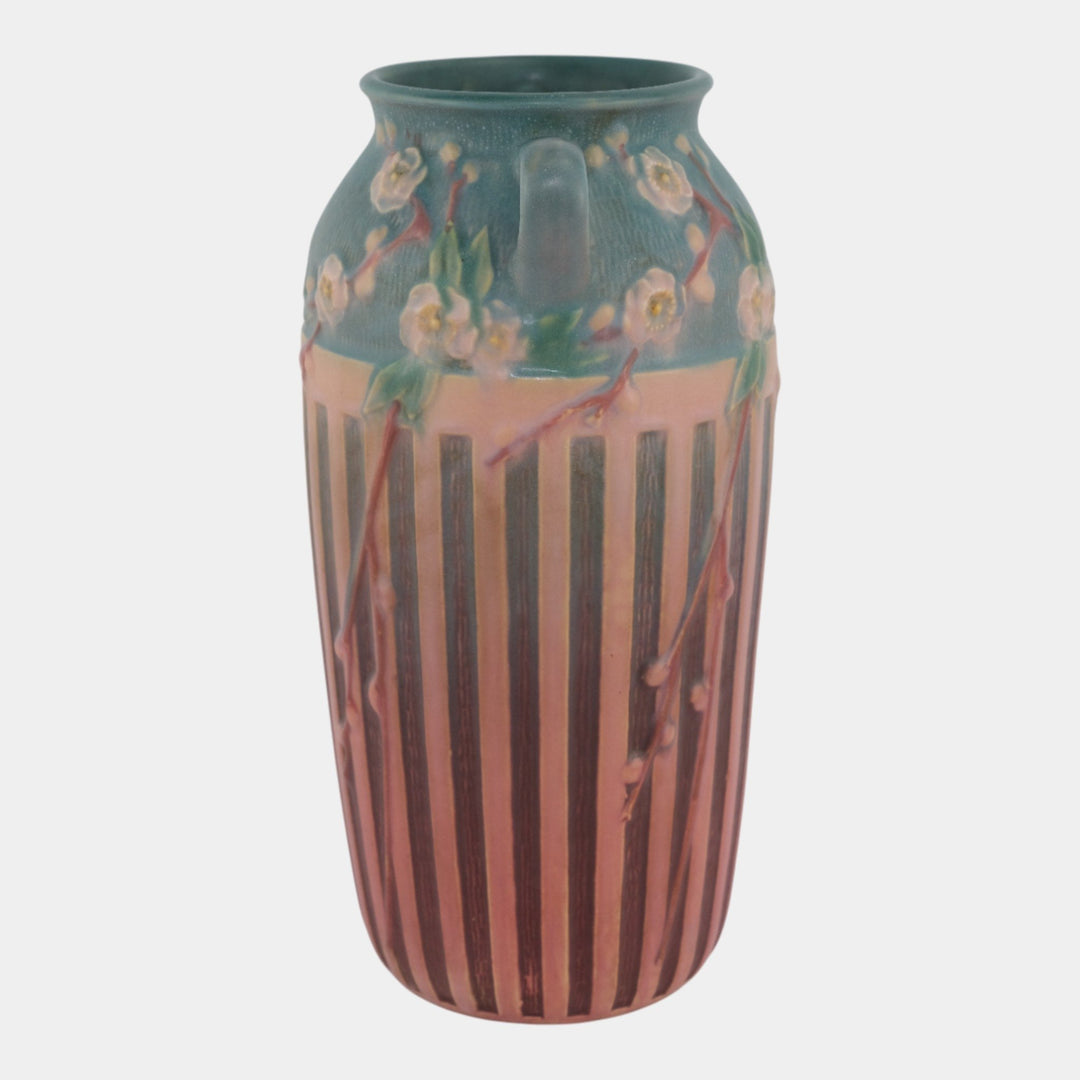 Roseville Cherry Blossom Pink 1933 Vintage Pottery Ceramic Flower Vase 627-12