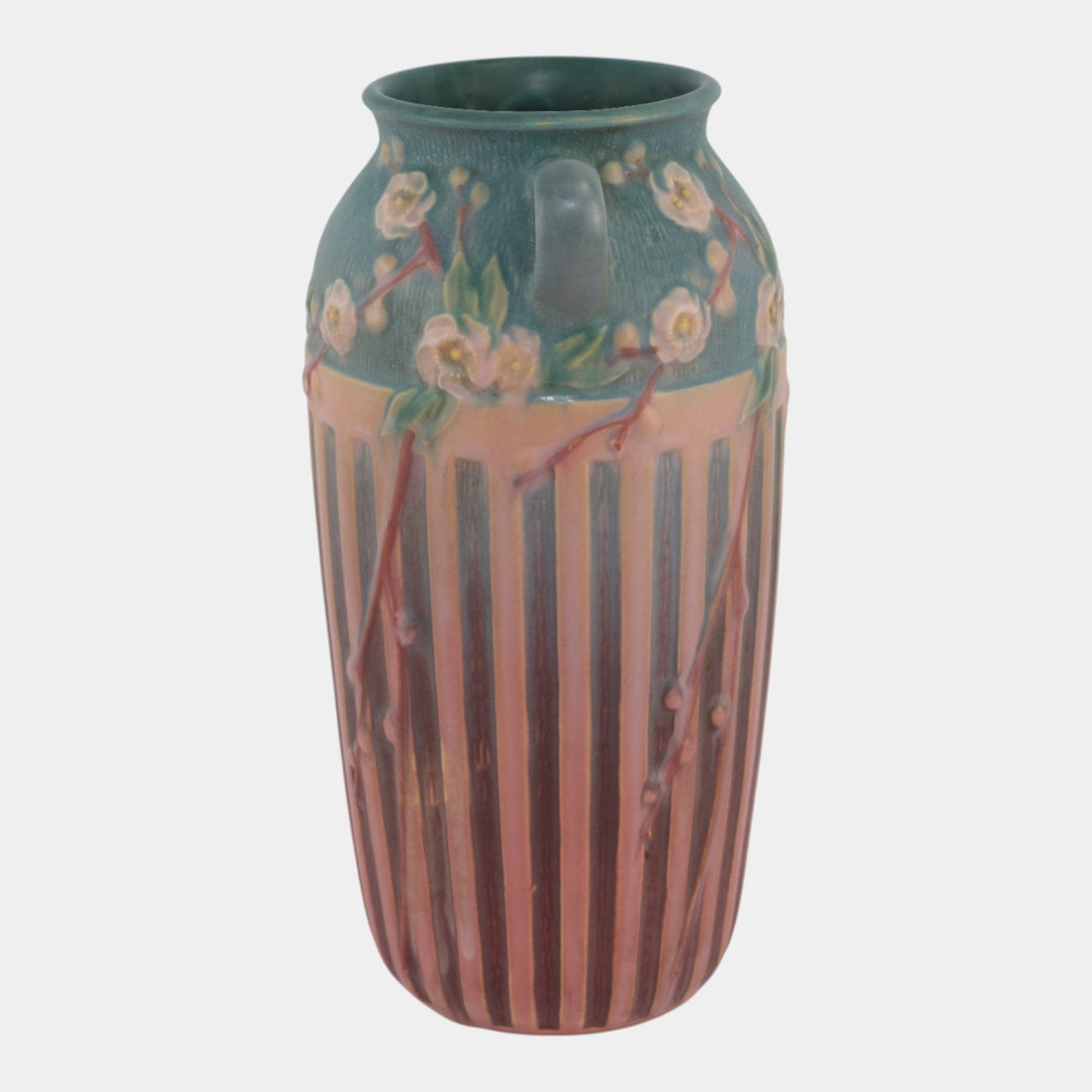 Roseville Cherry Blossom Pink 1933 Vintage Pottery Ceramic Flower Vase 627-12