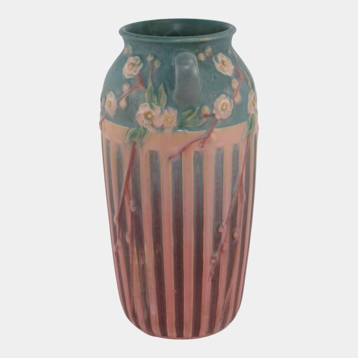 Roseville Cherry Blossom Pink 1933 Vintage Pottery Ceramic Flower Vase 627-12
