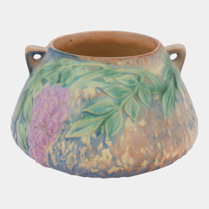 Roseville Wisteria Blue Vintage Art and Crafts Pottery Ceramic Bowl Vase 242-4