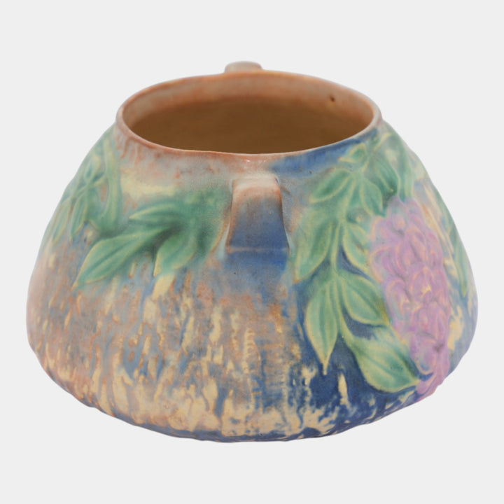 Roseville Wisteria Blue Vintage Art and Crafts Pottery Ceramic Bowl Vase 242-4