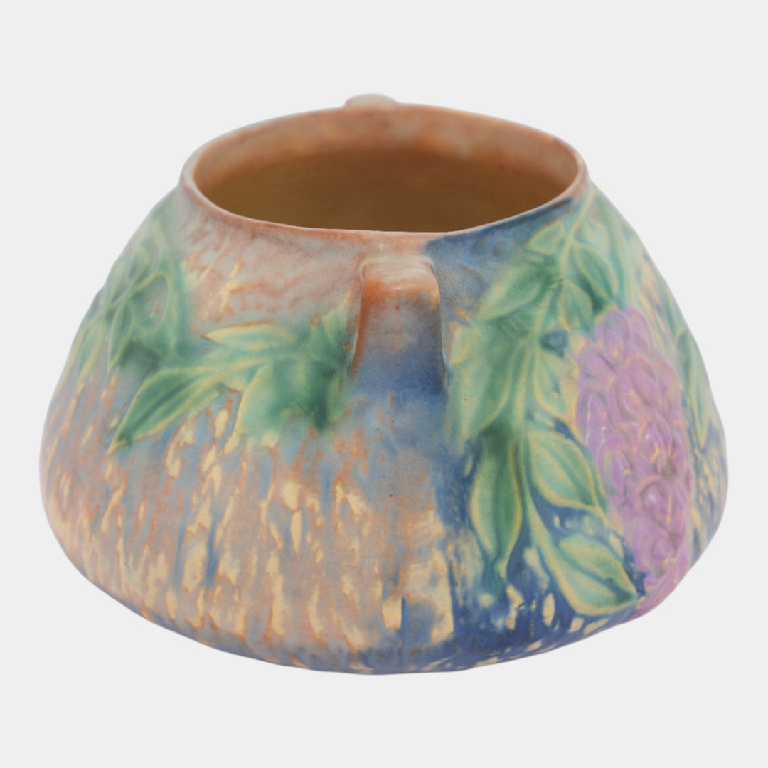 Roseville Wisteria Blue Vintage Art and Crafts Pottery Ceramic Bowl Vase 242-4