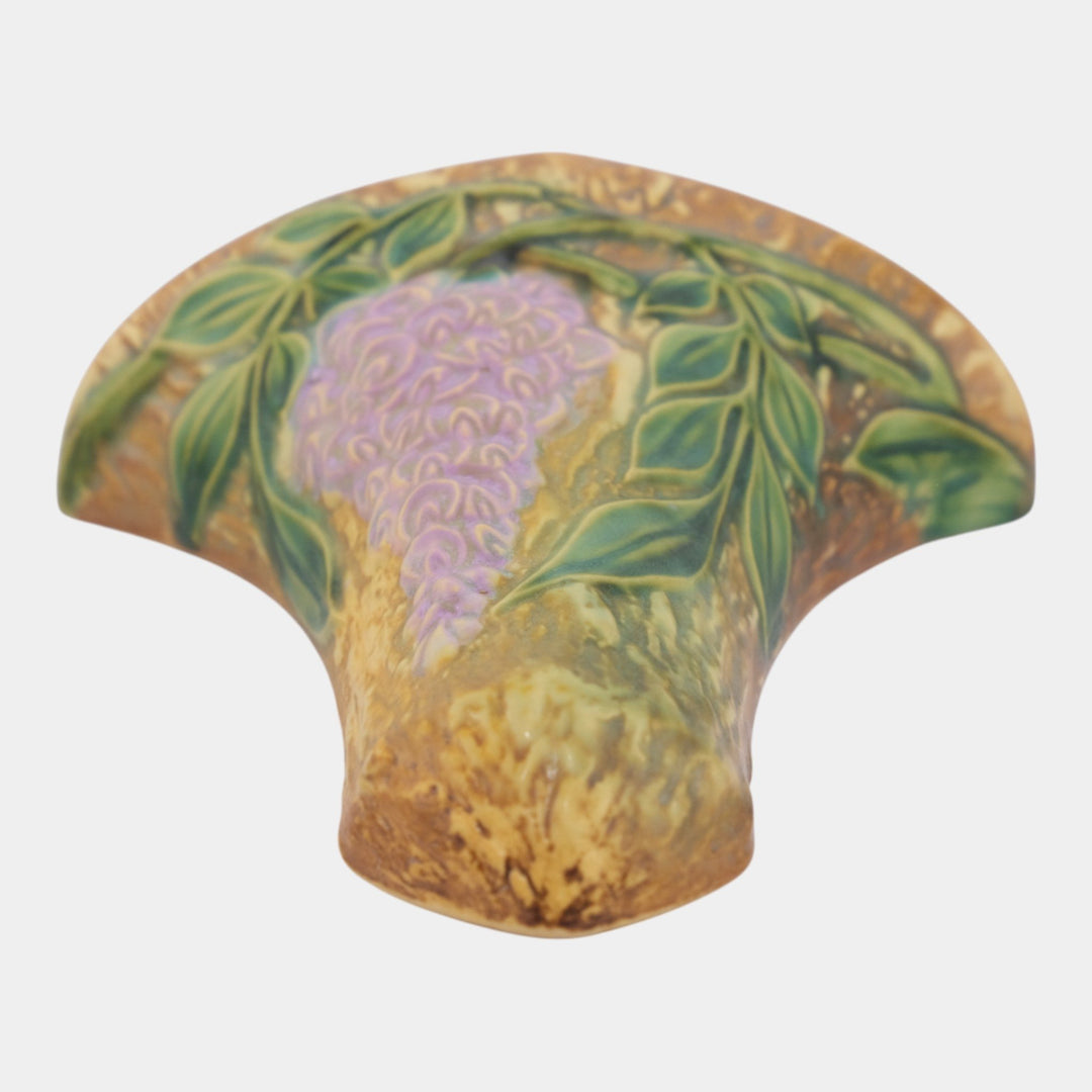 Roseville Wisteria Brown Vintage Arts and Crafts Pottery Ceramic Wall Pocket