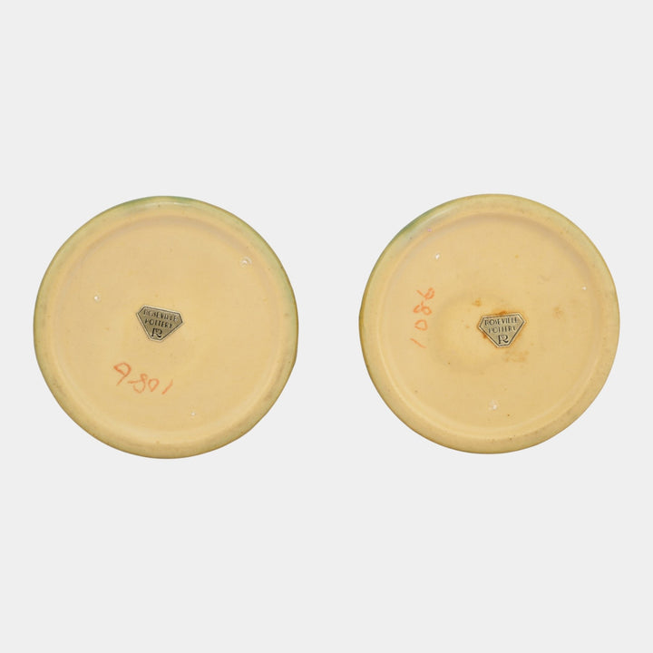 Roseville Blackberry Green 1932 Vintage Pottery Ceramic Candle Holders 1086-4