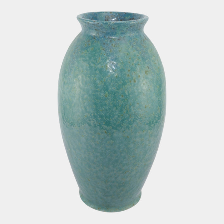 Roseville Carnelian II Blue 1926 Vintage Art Pottery Ceramic Floor Vase 447-14 - Just Art Pottery