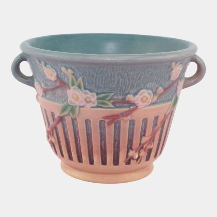 Roseville Cherry Blossom Pink 1933 Vintage Art Pottery Jardiniere Planter 239-5