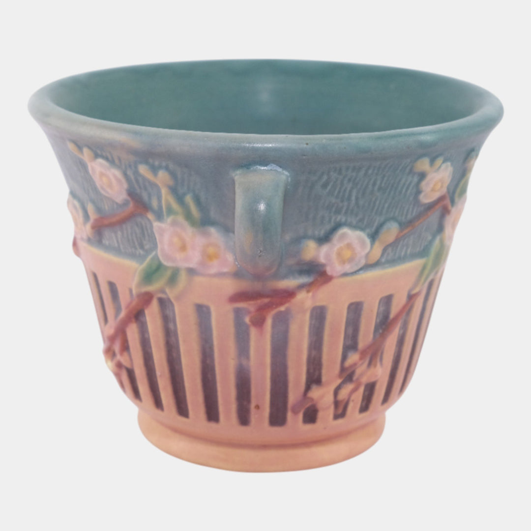 Roseville Cherry Blossom Pink 1933 Vintage Art Pottery Jardiniere Planter 239-5