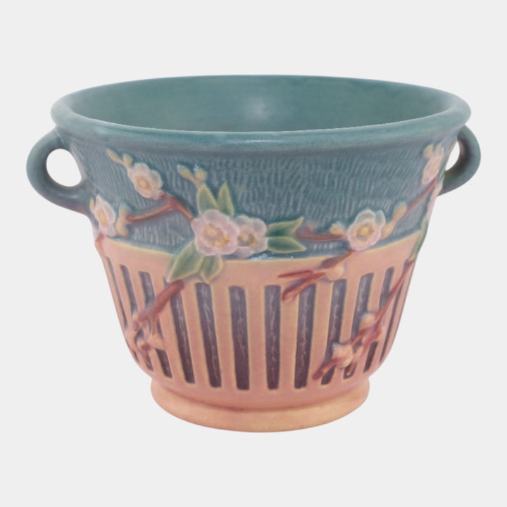 Roseville Cherry Blossom Pink 1933 Vintage Art Pottery Jardiniere Planter 239-5
