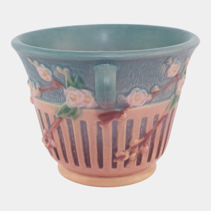 Roseville Cherry Blossom Pink 1933 Vintage Art Pottery Jardiniere Planter 239-5
