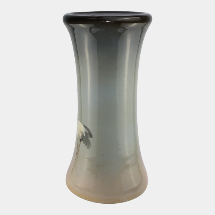 Weller Eocean 1898-1918 Antique Art Pottery Hand Painted Egret Ceramic Pedestal - Just Art Pottery