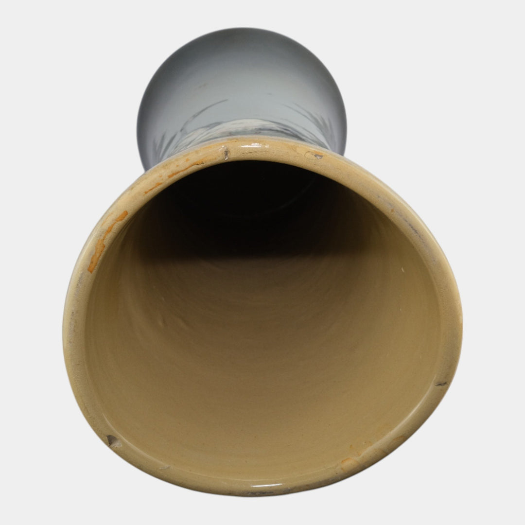 Weller Eocean 1898-1918 Antique Art Pottery Hand Painted Egret Ceramic Pedestal