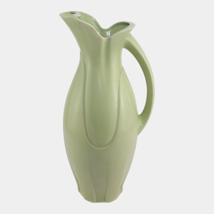 Klein Reid 1995 Brooklyn Studio Art Pottery Green Modernist Matte Green Pitcher