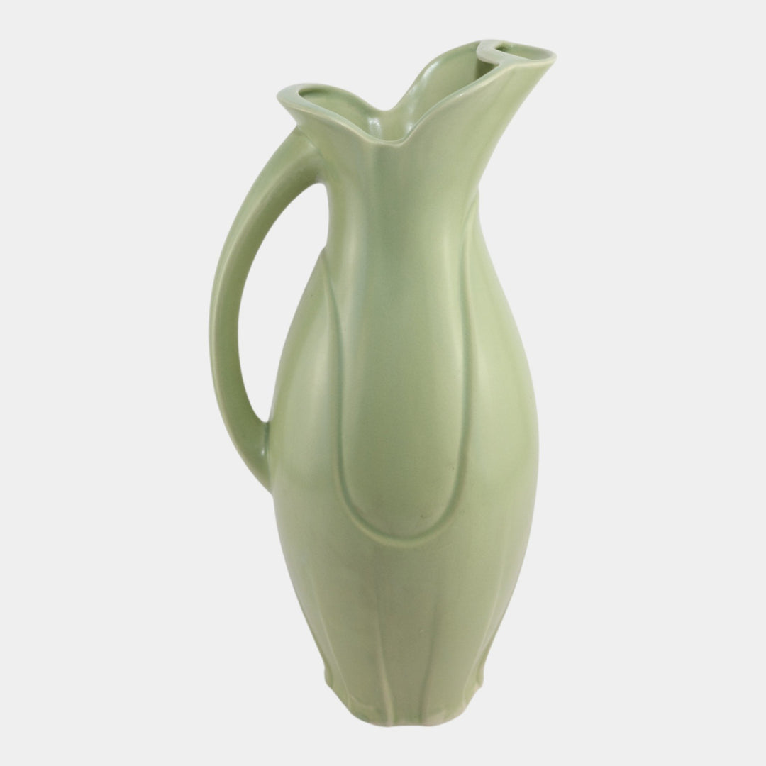 Klein Reid 1995 Brooklyn Studio Art Pottery Green Modernist Matte Green Pitcher