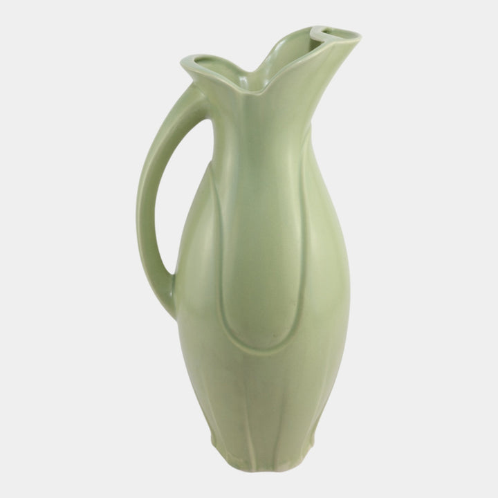Klein Reid 1995 Brooklyn Studio Art Pottery Green Modernist Matte Green Pitcher