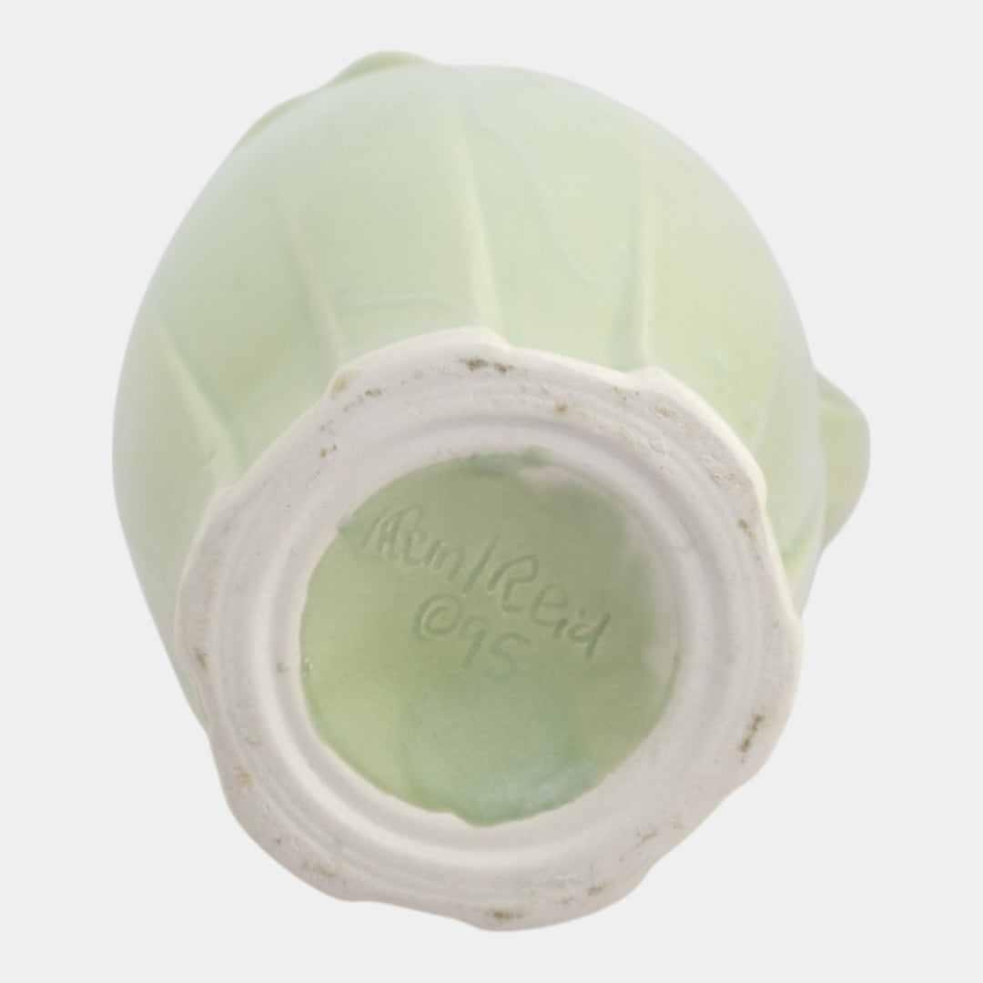 Klein Reid 1995 Brooklyn Studio Art Pottery Green Modernist Matte Green Pitcher