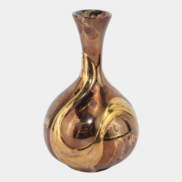 Elaine Knutson Studio Art Pottery Hand Made Ceramic Metallic Luster Bulbous Vase