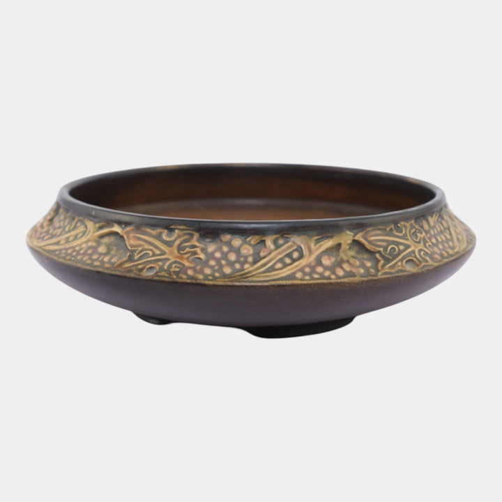 Roseville Rosecraft Vintage Art Pottery Brown Ceramic Bowl 142-6