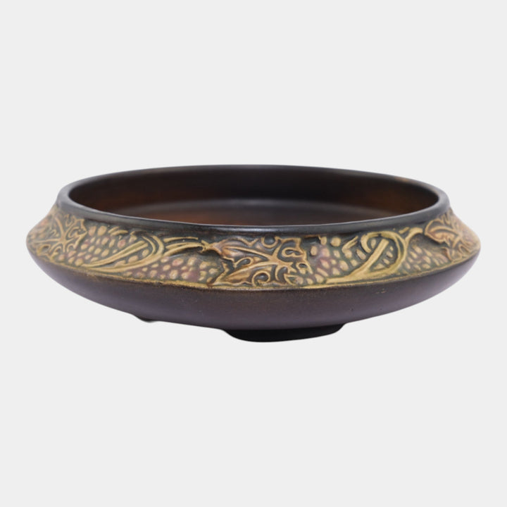 Roseville Rosecraft Vintage Art Pottery Brown Ceramic Bowl 142-6