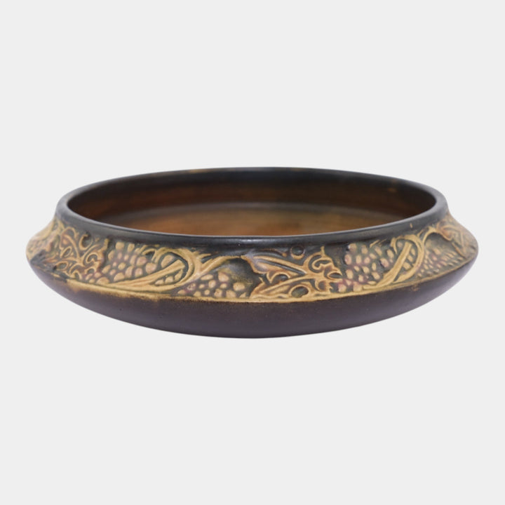 Roseville Rosecraft Vintage Art Pottery Brown Ceramic Bowl 142-6