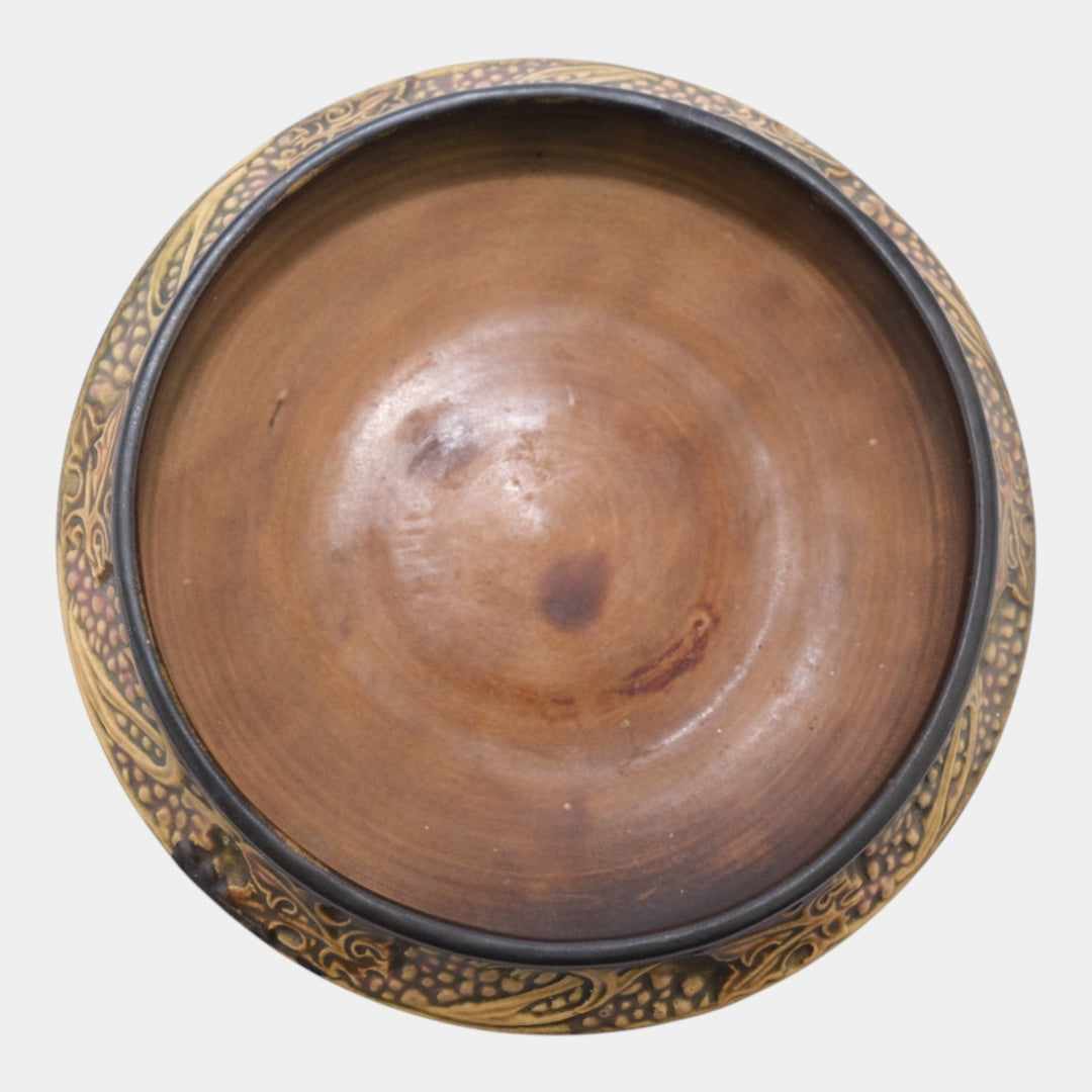 Roseville Rosecraft Vintage Art Pottery Brown Ceramic Bowl 142-6