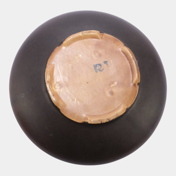 Roseville Rosecraft Vintage Art Pottery Brown Ceramic Bowl 142-6
