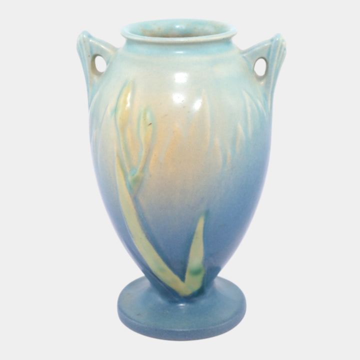 Roseville Iris Blue 1938 Vintage Art Deco Pottery Ceramic Vase 915-5