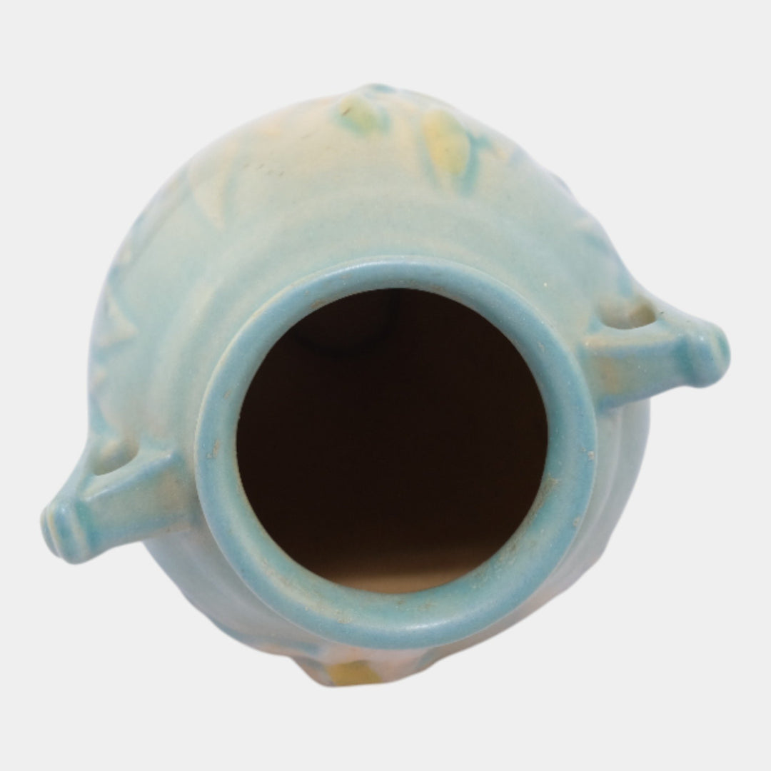 Roseville Iris Blue 1938 Vintage Art Deco Pottery Ceramic Vase 915-5