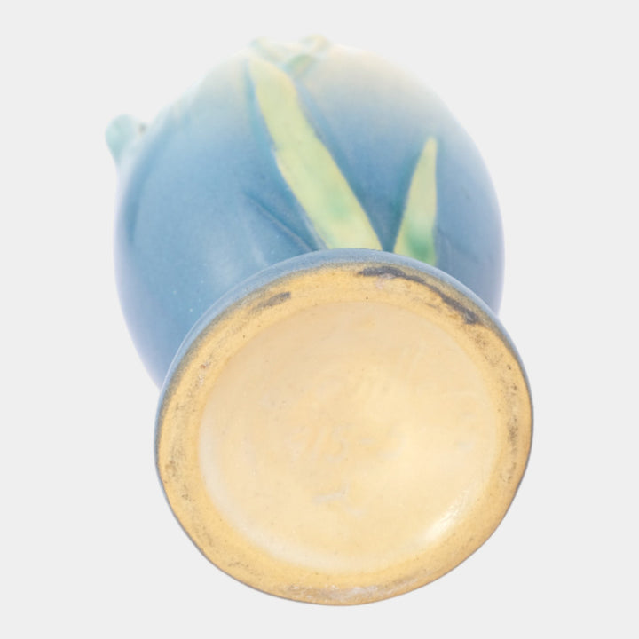 Roseville Iris Blue 1938 Vintage Art Deco Pottery Ceramic Vase 915-5